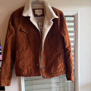 NWT Brown Sherpa-Lined Jacket